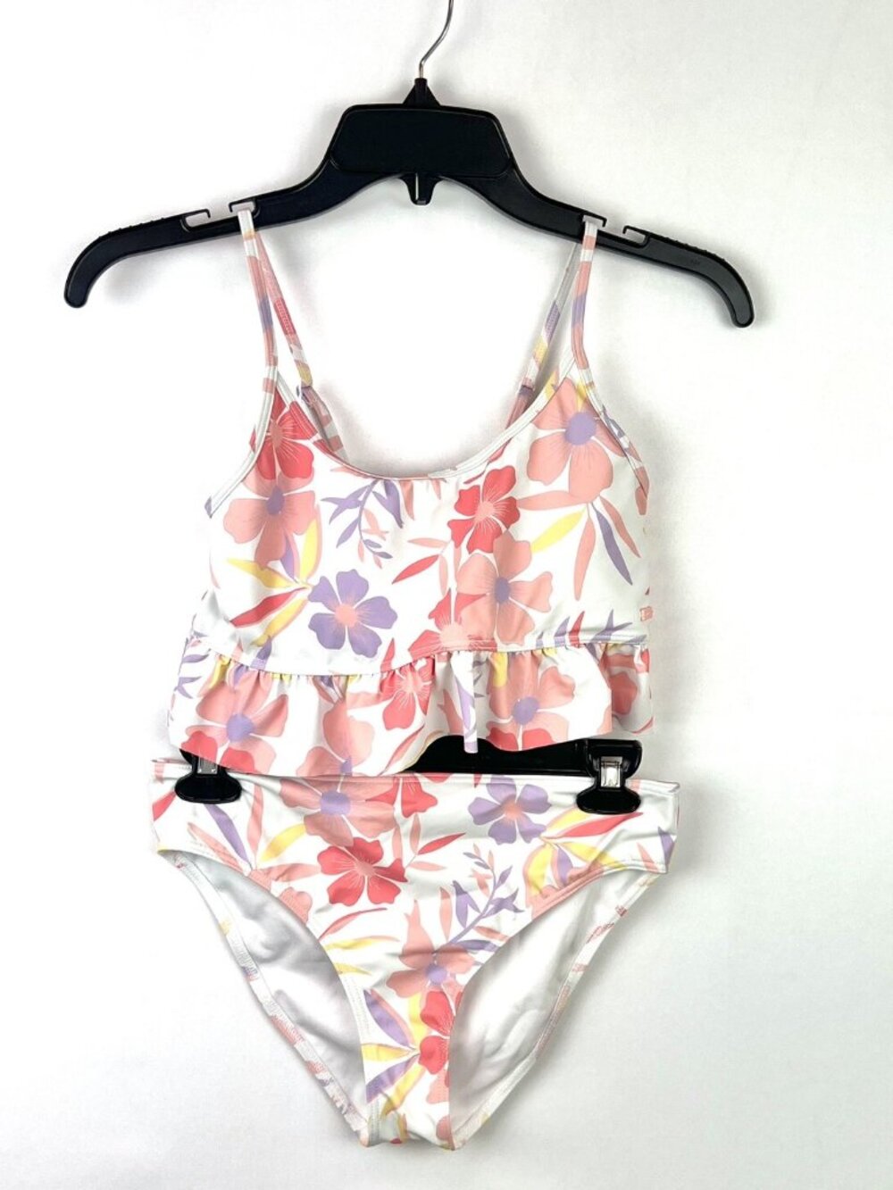 Roxy Girl’s Two Piece White/Pink Floral Bikini Set Size 16